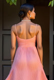 Sunset A-Line Chiffon plissado longo vestido de dama de honra