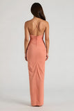 Sunset Espaghetti Correias Bainha Ruched Long Vestido de Dama de Honra