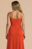 Borgonha Spagheeti Correias Ruched Bainha Vestido Longo Madrinha