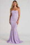 Lilás Strapless Sereia Vestido Longo Madrinha