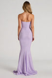 Lilás Strapless Sereia Vestido Longo Madrinha