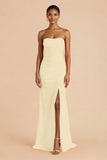Laranja Strapless Ruched Bainha Long Vestido de Dama de Honra com Fenda