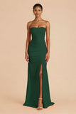 Laranja Strapless Ruched Bainha Long Vestido de Dama de Honra com Fenda