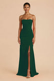 Laranja Strapless Ruched Bainha Long Vestido de Dama de Honra com Fenda