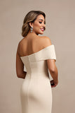 Damasco Um Ombro Ruched Long Satin Mãe do Vestido da Noiva com Missangas