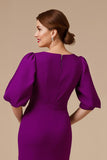 Uva Sereia V-Neck Ruched Meia Manga Mãe do Vestido da Noiva