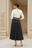 Preto e Branco A-Line Bateau Neck Mãe do Vestido de Noiva com Missangas