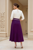 Preto e Branco A-Line Bateau Neck Mãe do Vestido de Noiva com Missangas