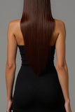 Bainha preta V pescoço longo vestido formal com renda