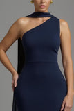 Sereia Marinha Cetim Pescoço Lenço Longo Vestido Formal