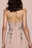 Champagne A Line Long Satin Vestido de Noite Com Fenda