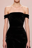 Preto A Line Velvet Off The Shoulder Long Evening Dress