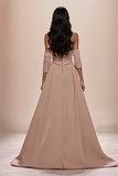 Champagne Sweetheart Appliques Vestido de Noite com Fenda