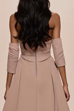 Champagne Sweetheart Appliques Vestido de Noite com Fenda