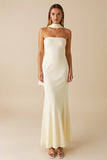 Daffodil Sereia Strapless babado vestido formal