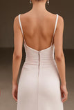 Alças Esparguete Marfim Um Vestido Formal Linha