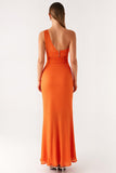 Um ombro laranja bainha vestido formal