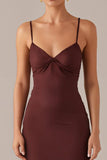 Ameixa Esparguete Alças Bainha Vestido Formal
