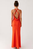 Halter Orange Backless Bainha Vestido Formal