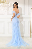 Off The Shoulder Light Sereia Corset Vestido de Noite Longo