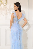 Off The Shoulder Light Sereia Corset Vestido de Noite Longo