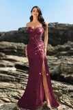 Sparkly Strapless Sereia Preto Vestido de Noite de Lantejoulas