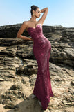 Sparkly Strapless Sereia Preto Vestido de Noite de Lantejoulas