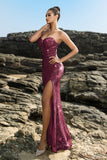 Sparkly Strapless Sereia Preto Vestido de Noite de Lantejoulas