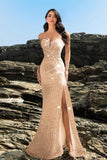 Sparkly Strapless Sereia Preto Vestido de Noite de Lantejoulas