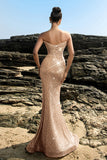 Sparkly Strapless Sereia Preto Vestido de Noite de Lantejoulas
