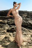 Sparkly Strapless Sereia Preto Vestido de Noite de Lantejoulas