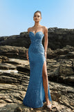 Sparkly Strapless Sereia Preto Vestido de Noite de Lantejoulas