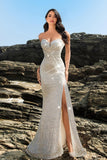 Sparkly Strapless Sereia Preto Vestido de Noite de Lantejoulas