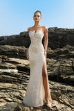 Sparkly Strapless Sereia Preto Vestido de Noite de Lantejoulas