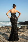 Strapless Preto Sereia Vestido de Noite