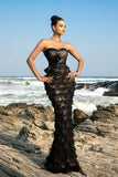 Strapless Preto Sereia Vestido de Noite