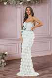 Strapless Preto Sereia Vestido de Noite
