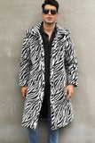 Correias Brancas e Pretas Long Faux Fur Casaco de inverno Masculino