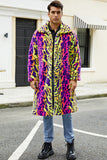Leopardo colorido Long Faux Fur Winter Men's Coat