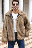 Preto Fofo Faux Fur inverno Casaco Masculino