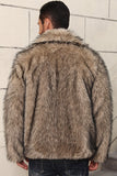 Cinzento Faux Fur Short Winter Casaco Masculino