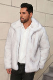 Cinzento Faux Fur Short Winter Casaco Masculino