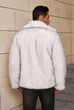 Cinzento Faux Fur Short Winter Casaco Masculino