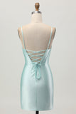 Verde claro Bodycon Corset Cut out frisado vestido curto Homecoming