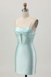 Verde claro Bodycon Corset Cut out frisado vestido curto Homecoming