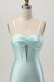 Verde claro Bodycon Corset Cut out frisado vestido curto Homecoming