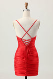 Escuro Khaki Ruched Cut-Out Tight Mini Homecoming Dress com renda para trás