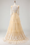 Vestido de baile longo cor-de-rosa, Linha A com Folhos e Missangas e Renda nas Costas