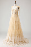 Vestido de baile longo cor-de-rosa, Linha A com Folhos e Missangas e Renda nas Costas