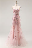 Vestido de Baile Longo, Espartilho Sereia Blush com Mingas, Vestido de Baile Plus Size e Lantejoulas